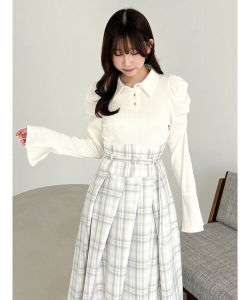 dazzlin（ダズリン）の「シャツカラーコルセットタックワンピース