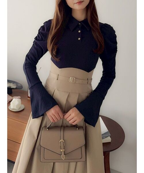 セール】シャツカラーコルセットタックワンピース（ワンピース