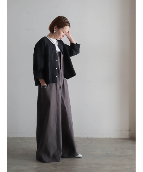 FIL DE FER（フィルデフェール）の「【予約】綿ナイロンシアーチェック　V開きブラウス（シャツ/ブラウス・レディース・ブラック/ホワイト・FREE）」の19枚目の写真