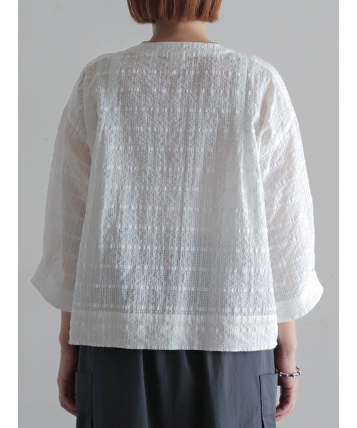 FIL DE FER（フィルデフェール）の「【予約】綿ナイロンシアーチェック　V開きブラウス（シャツ/ブラウス・レディース・ブラック/ホワイト・FREE）」の17枚目の写真