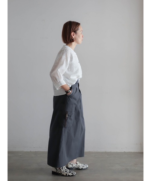 FIL DE FER（フィルデフェール）の「【予約】綿ナイロンシアーチェック　V開きブラウス（シャツ/ブラウス・レディース・ブラック/ホワイト・FREE）」の21枚目の写真