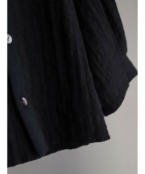 FIL DE FER（フィルデフェール）の「【予約】綿ナイロンシアーチェック　V開きブラウス（シャツ/ブラウス・レディース・ブラック/ホワイト・FREE）」の12枚目の写真