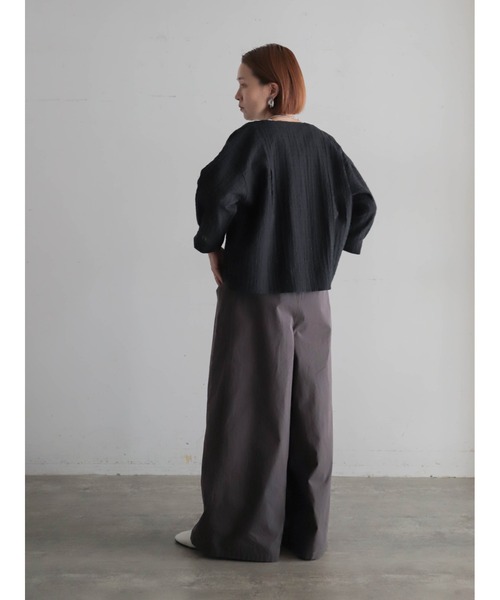 FIL DE FER（フィルデフェール）の「【予約】綿ナイロンシアーチェック　V開きブラウス（シャツ/ブラウス・レディース・ブラック/ホワイト・FREE）」の20枚目の写真