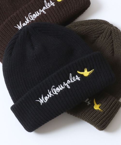 Mark Gonzales(マーク・ゴンザレス)の「MARK GONZALES/マークゴンザレス 別注 ロゴ刺繍 ニットキャップ ニットワッチ レディース メンズ(ニットキャップ/ビーニー・メンズ・ブラック/カーキ/ブラウン・FREE)」の1枚目の写真