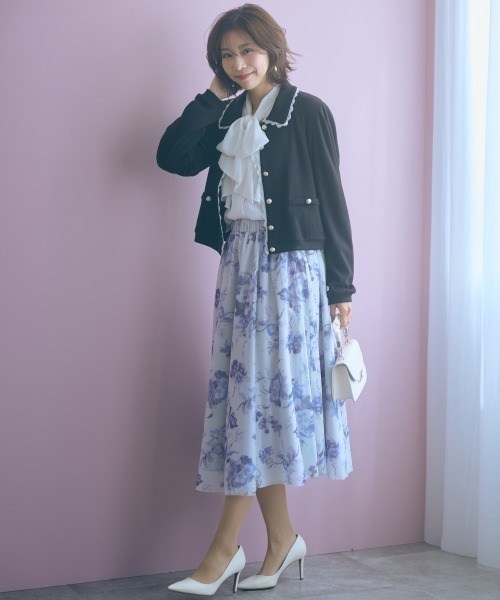 marun（マルン）の「＜大きいサイズ＞フラワーチュールスカート marun（スカート・レディース・グレー系/パープル系・5L～6L/3L～4L/L～LL）」の3枚目の写真