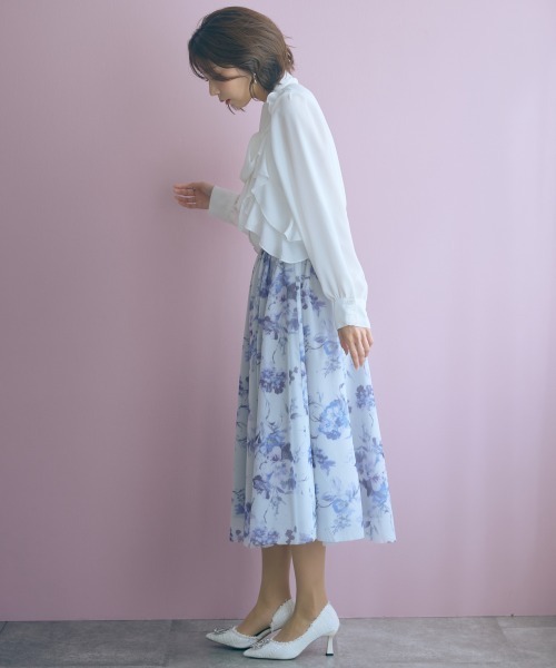 marun（マルン）の「＜大きいサイズ＞フラワーチュールスカート marun（スカート・レディース・グレー系/パープル系・5L～6L/3L～4L/L～LL）」の11枚目の写真