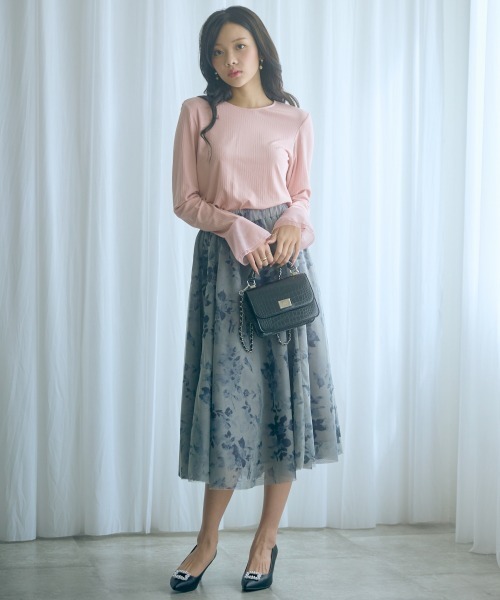 marun（マルン）の「＜大きいサイズ＞フラワーチュールスカート marun（スカート・レディース・グレー系/パープル系・5L～6L/3L～4L/L～LL）」の18枚目の写真