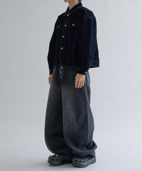 EPNK(イーピーエヌケー)の「Flocky Studs damage denim Jacket / フロッキースタッズダメージデニムジャケット(テーラードジャケット・メンズ・ブラック系・MEDIUM/SMALL/LARGE)」の11枚目の写真