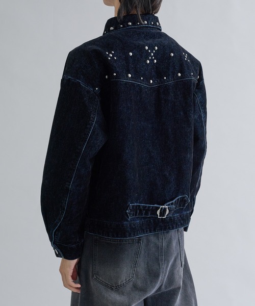 セール】Flocky Studs damage denim Jacket / フロッキースタッズ
