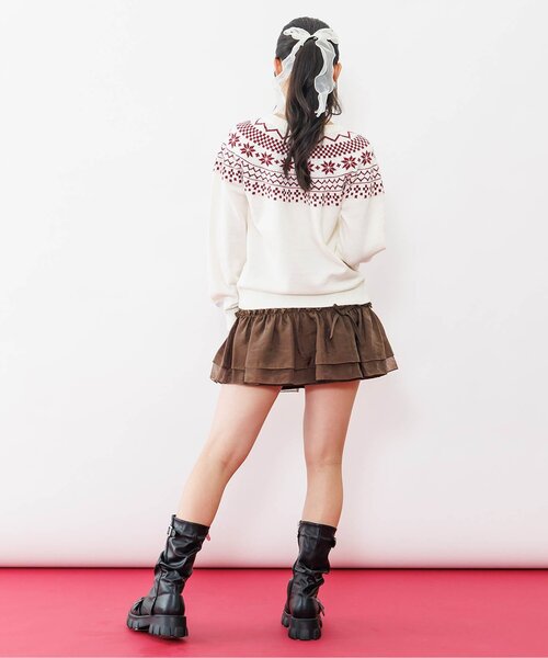 algy(アルジー)の「レイヤードスカート&あったかインパンセット(スカート・キッズ・ブラウン/ブラック/オフホワイト・XX-SMALL/X-SMALL/MEDIUM/SMALL)」の7枚目の写真