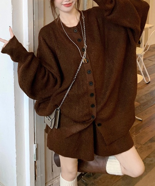 セール】ニットカーディガン×スカート 2点セット（セットアップ