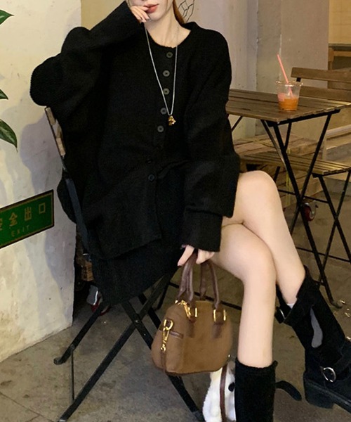 セール】ニットカーディガン×スカート 2点セット（セットアップ