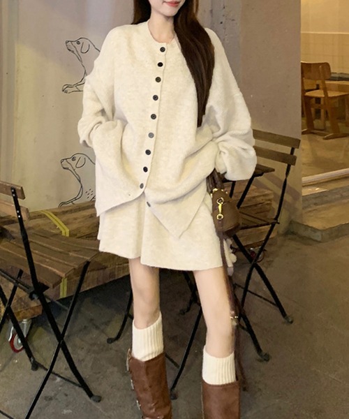 GLAMOROUS JANE(グラマラスジェーン)の「ニットカーディガン×スカート 2点セット(セットアップ・レディース・ブラウン/グレー/アイボリー/ブラック・FREE)」の5枚目の写真