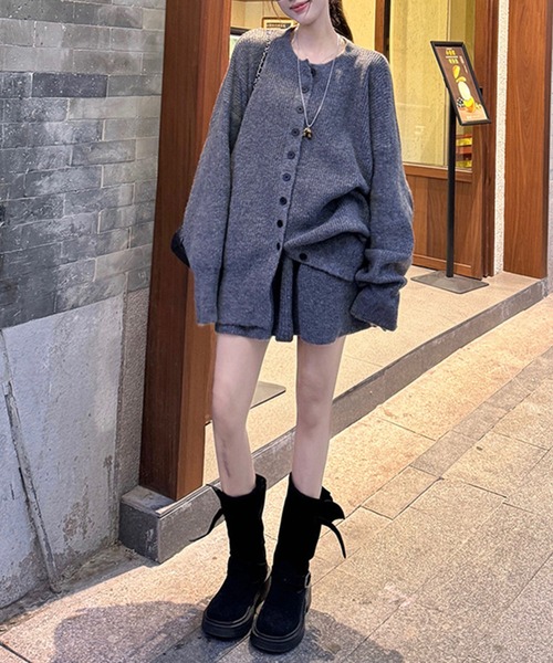 GLAMOROUS JANE(グラマラスジェーン)の「ニットカーディガン×スカート 2点セット(セットアップ・レディース・ブラウン/グレー/アイボリー/ブラック・FREE)」の11枚目の写真