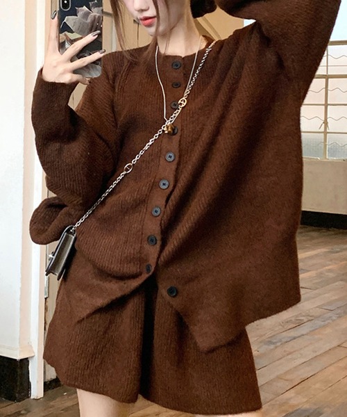 セール】ニットカーディガン×スカート 2点セット（セットアップ