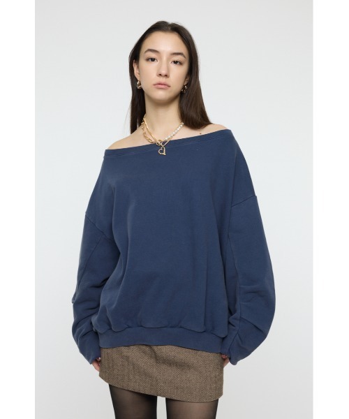 MOUSSY（マウジー）の「WASHED OFF SHOULDER スウェット（スウェット・レディース・オフホワイト/ブルー/ライトブラック・FREE）」の3枚目の写真