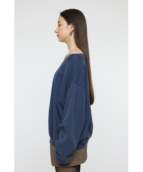 MOUSSY（マウジー）の「WASHED OFF SHOULDER スウェット（スウェット・レディース・オフホワイト/ブルー/ライトブラック・FREE）」の9枚目の写真