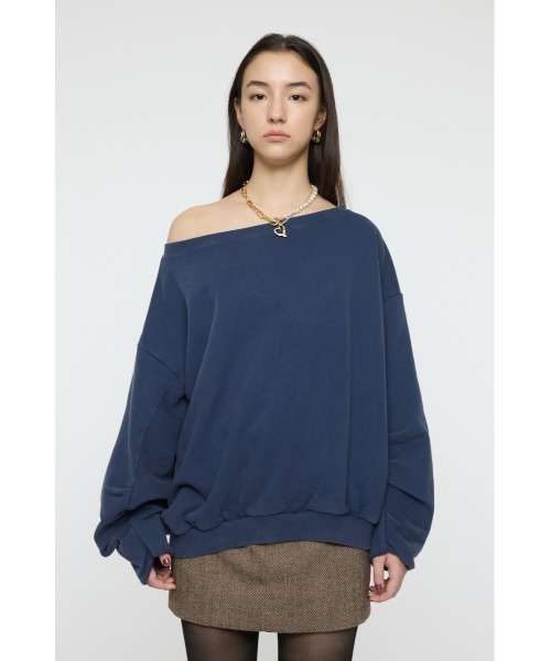 MOUSSY（マウジー）の「WASHED OFF SHOULDER スウェット（スウェット・レディース・オフホワイト/ブルー/ライトブラック・FREE）」の11枚目の写真