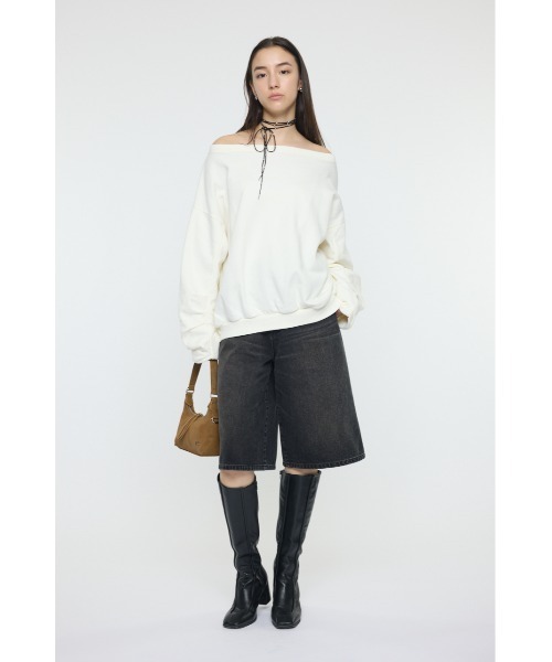 MOUSSY（マウジー）の「WASHED OFF SHOULDER スウェット（スウェット・レディース・オフホワイト/ブルー/ライトブラック・FREE）」の18枚目の写真