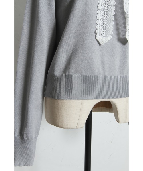 &. NOSTALGIA(アンドドットノスタルジア)の「ケミカルレースボウタイニット(ニット/セーター・レディース・ブラック/グレー・M)」の14枚目の写真