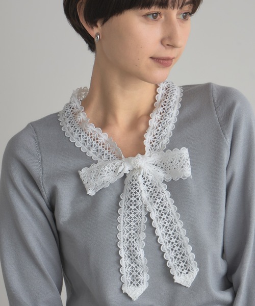 &. NOSTALGIA(アンドドットノスタルジア)の「ケミカルレースボウタイニット(ニット/セーター・レディース・ブラック/グレー・M)」の22枚目の写真