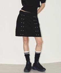 STUD LINED UP SKIRT BLACK