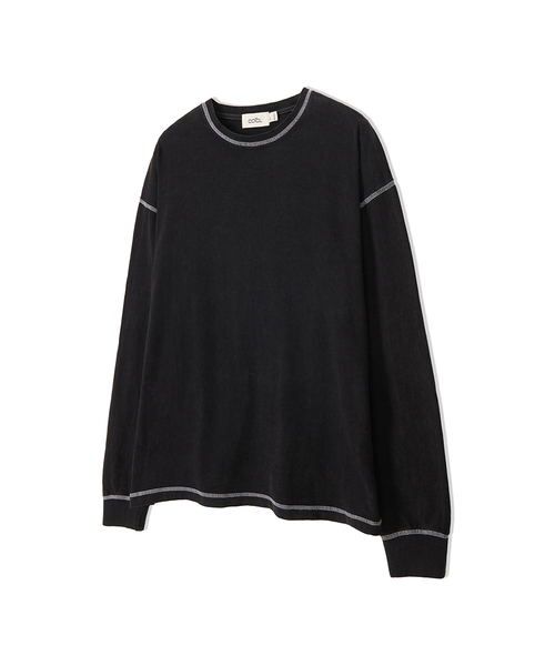 COSTUME O’CLOCK（コスチュームオクロック）の「ピグメント切り替えラウンドロングスリーブTシャツ7COLOR COOSTS251（Tシャツ/カットソー・メンズ・ネイビー/ダークグレー/ベージュ/ブラック×ホワイト/ホワイト/グレー/ブラック・LARGE/MEDIUM/SMALL）」の4枚目の写真