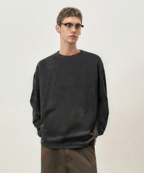 COSTUME O’CLOCK（コスチュームオクロック）の「ピグメント切り替えラウンドロングスリーブTシャツ7COLOR COOSTS251（Tシャツ/カットソー・メンズ・ネイビー/ダークグレー/ベージュ/ブラック×ホワイト/ホワイト/グレー/ブラック・LARGE/MEDIUM/SMALL）」の8枚目の写真