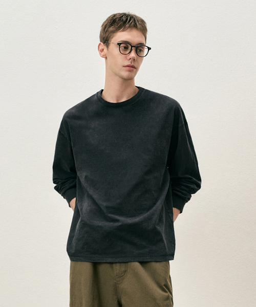 COSTUME O’CLOCK（コスチュームオクロック）の「ピグメント切り替えラウンドロングスリーブTシャツ7COLOR COOSTS251（Tシャツ/カットソー・メンズ・ネイビー/ダークグレー/ベージュ/ブラック×ホワイト/ホワイト/グレー/ブラック・LARGE/MEDIUM/SMALL）」の10枚目の写真