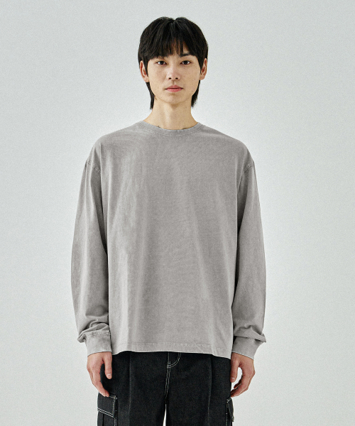 COSTUME O’CLOCK（コスチュームオクロック）の「ピグメント切り替えラウンドロングスリーブTシャツ7COLOR COOSTS251（Tシャツ/カットソー・メンズ・ネイビー/ダークグレー/ベージュ/ブラック×ホワイト/ホワイト/グレー/ブラック・LARGE/MEDIUM/SMALL）」の11枚目の写真