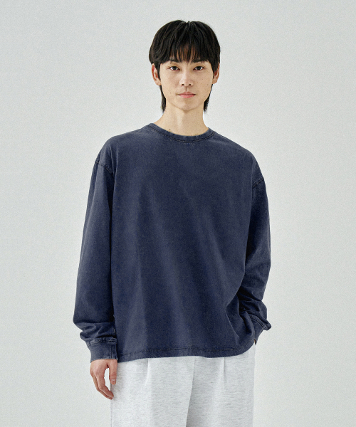 COSTUME O’CLOCK（コスチュームオクロック）の「ピグメント切り替えラウンドロングスリーブTシャツ7COLOR COOSTS251（Tシャツ/カットソー・メンズ・ネイビー/ダークグレー/ベージュ/ブラック×ホワイト/ホワイト/グレー/ブラック・LARGE/MEDIUM/SMALL）」の12枚目の写真