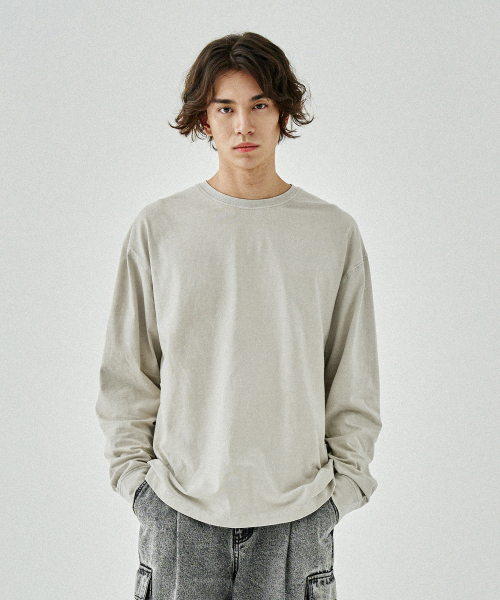 COSTUME O’CLOCK（コスチュームオクロック）の「ピグメント切り替えラウンドロングスリーブTシャツ7COLOR COOSTS251（Tシャツ/カットソー・メンズ・ネイビー/ダークグレー/ベージュ/ブラック×ホワイト/ホワイト/グレー/ブラック・LARGE/MEDIUM/SMALL）」の13枚目の写真