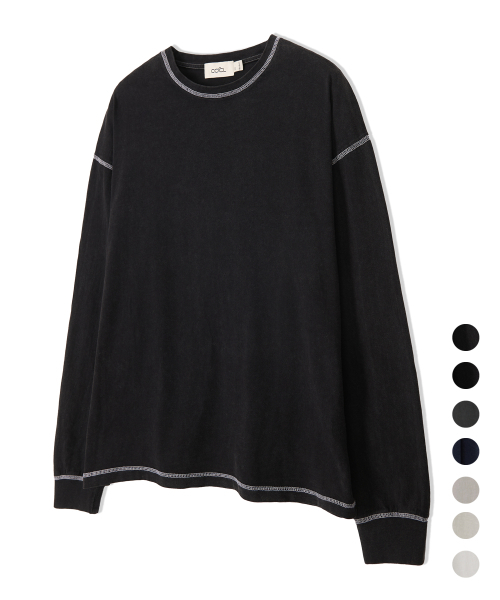 COSTUME O’CLOCK（コスチュームオクロック）の「ピグメント切り替えラウンドロングスリーブTシャツ7COLOR COOSTS251（Tシャツ/カットソー・メンズ・ネイビー/ダークグレー/ベージュ/ブラック×ホワイト/ホワイト/グレー/ブラック・LARGE/MEDIUM/SMALL）」の16枚目の写真