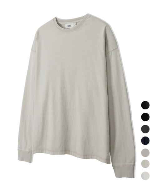 COSTUME O’CLOCK（コスチュームオクロック）の「ピグメント切り替えラウンドロングスリーブTシャツ7COLOR COOSTS251（Tシャツ/カットソー・メンズ・ネイビー/ダークグレー/ベージュ/ブラック×ホワイト/ホワイト/グレー/ブラック・LARGE/MEDIUM/SMALL）」の18枚目の写真
