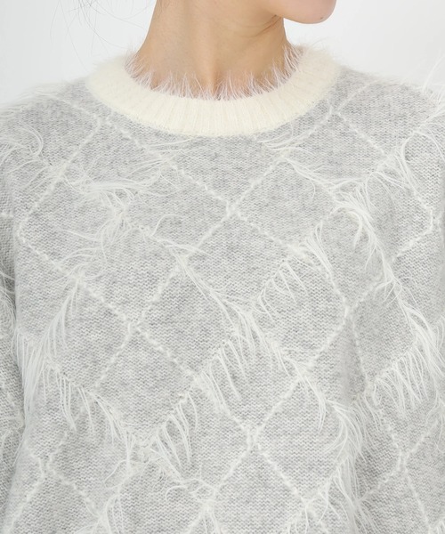 STRAWBERRY-FIELDS（ストロベリーフィールズ）の「パフィーバルキー_シャギーアーガイル柄ニット（ニット/セーター・レディース・グレー・2）」の5枚目の写真