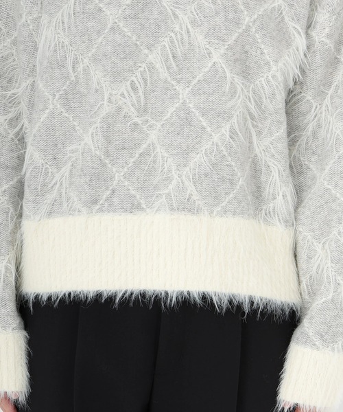 STRAWBERRY-FIELDS（ストロベリーフィールズ）の「パフィーバルキー_シャギーアーガイル柄ニット（ニット/セーター・レディース・グレー・2）」の8枚目の写真