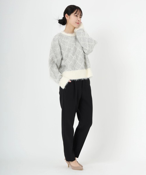 STRAWBERRY-FIELDS（ストロベリーフィールズ）の「パフィーバルキー_シャギーアーガイル柄ニット（ニット/セーター・レディース・グレー・2）」の9枚目の写真