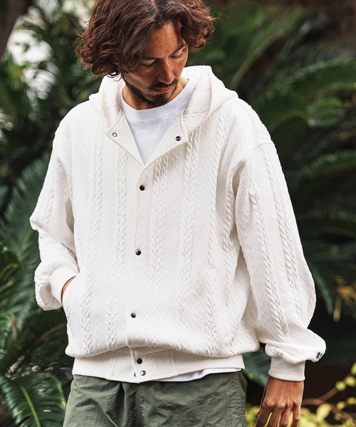 felkod（フィルコッド）の「mpa4011-Cable Knit Like Jacquard Knit sew Parka パーカー(F26S040)（パーカー・メンズ・ホワイト/ブラック/ネイビー・S/M/L）」の6枚目の写真