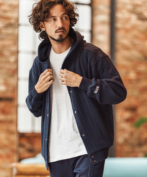 felkod（フィルコッド）の「mpa4011-Cable Knit Like Jacquard Knit sew Parka パーカー(F26S040)（パーカー・メンズ・ホワイト/ブラック/ネイビー・S/M/L）」の9枚目の写真