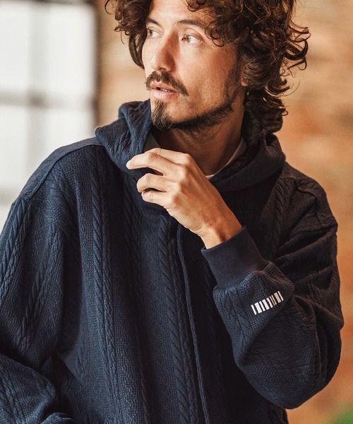 felkod（フィルコッド）の「mpa4011-Cable Knit Like Jacquard Knit sew Parka パーカー(F26S040)（パーカー・メンズ・ホワイト/ブラック/ネイビー・S/M/L）」の12枚目の写真
