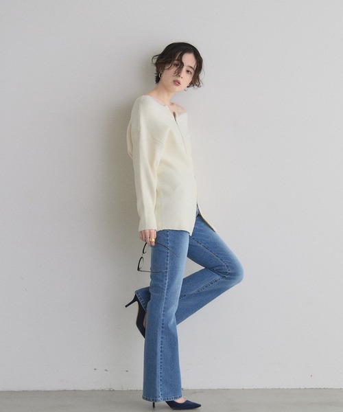 &. NOSTALGIA(アンドドットノスタルジア)の「【美シルエット】ストレッチフレアデニムパンツ(デニムパンツ・レディース・グレー/ブルー・S/M)」の16枚目の写真