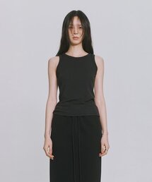 COTTON CROP SLEEVELESS BLACK