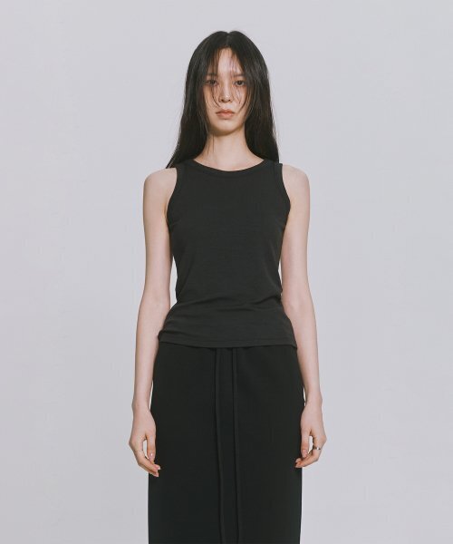 MONOPHOBIA(モノフォビア)の「COTTON CROP SLEEVELESS BLACK(Tシャツ/カットソー・レディース・その他・MEDIUM)」の1枚目の写真