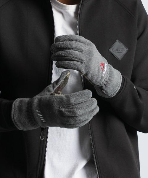 The DUFFER of ST.GEORGE(ザダファーオブセントジョージ)の「〔BLACK LABEL〕POLARTEC "CLASSIC200" GLOVES:ポーラテック ソリッド×カモフラ グローブ(手袋・メンズ・チャコールグレー/ブラック・F)」の2枚目の写真