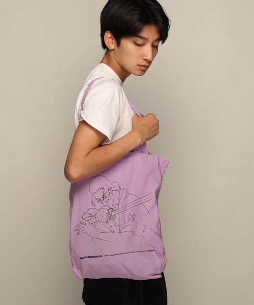 YEN TOWN MARKET(イェンタウンマーケット)の「【SAMURAI CHAMPLOO】JIN シルエット バッグ(トートバッグ・メンズ・ブラック/ナチュラル/パープル・FREE)」の1枚目の写真