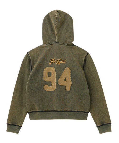 X-girl（エックスガール）の「OVERDYED NUMBER PATCH ZIP UP HOODIE（パーカー・レディース・インディゴブルー/ブラック・S/M）」の4枚目の写真