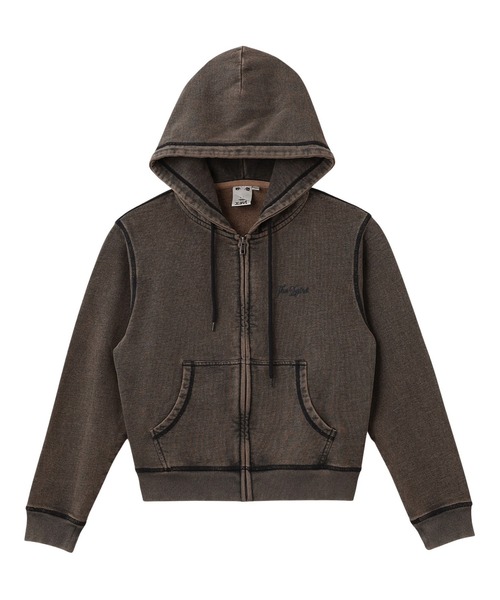 X-girl（エックスガール）の「OVERDYED NUMBER PATCH ZIP UP HOODIE（パーカー・レディース・インディゴブルー/ブラック・S/M）」の6枚目の写真