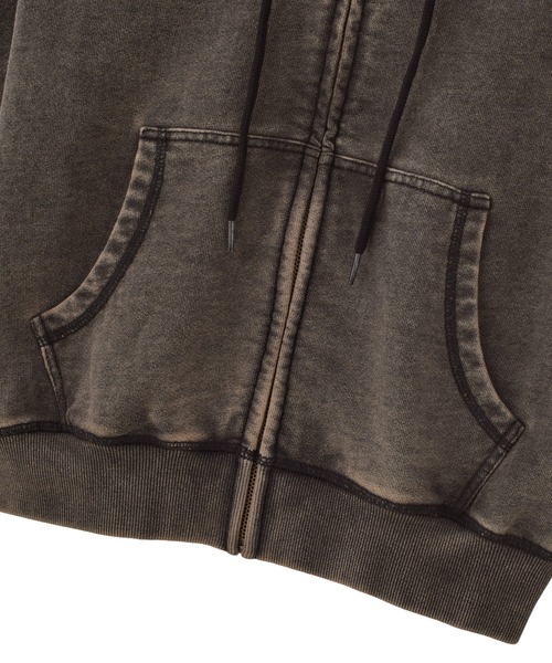 X-girl（エックスガール）の「OVERDYED NUMBER PATCH ZIP UP HOODIE（パーカー・レディース・インディゴブルー/ブラック・S/M）」の9枚目の写真