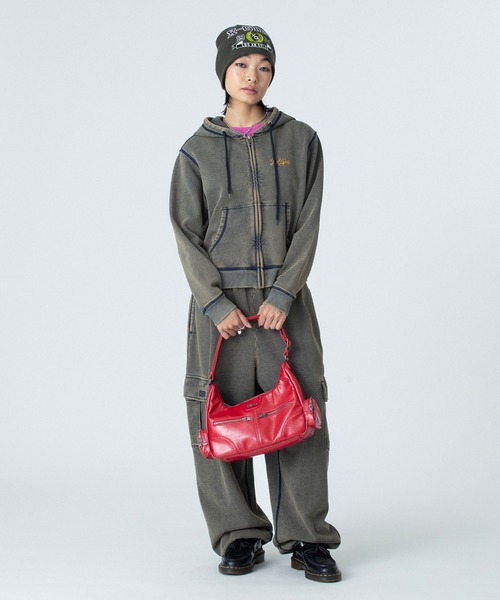 X-girl（エックスガール）の「OVERDYED NUMBER PATCH ZIP UP HOODIE（パーカー・レディース・インディゴブルー/ブラック・S/M）」の16枚目の写真