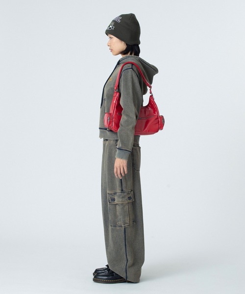 X-girl（エックスガール）の「OVERDYED NUMBER PATCH ZIP UP HOODIE（パーカー・レディース・インディゴブルー/ブラック・S/M）」の17枚目の写真